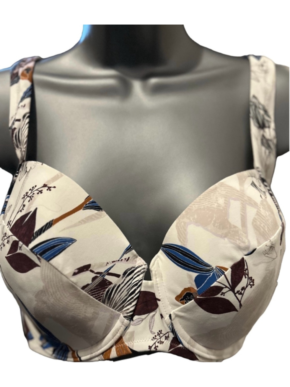 NWT Calia Floral Print Bikini Top Adjustable Strap size 36 D or Large